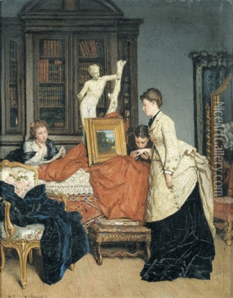 Interieurszene In Elegantem Salon Oil Painting - Victor Joseph Chavet