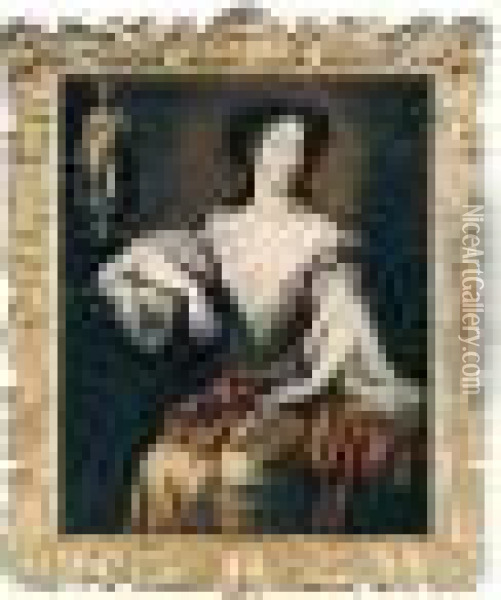 Portrait Of Mary Of Modena (1658-1718) Oil Painting - Simon Pietersz. Verelst
