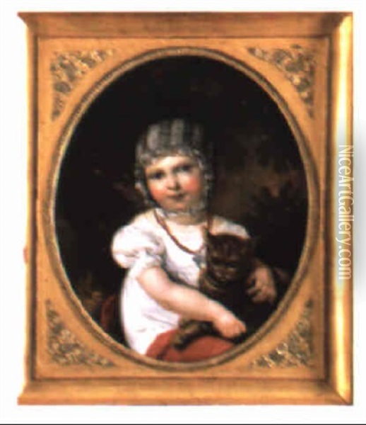 Petite Fille Au Chat Oil Painting - Constance (Marie Francoise C. La Martiniere) Mayer