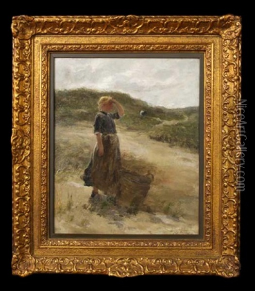 Dutch Woman Looking Out To The Countryside Oil Painting - Charles Paul Gruppe