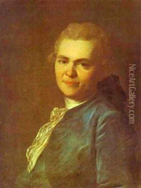 Portrait Of Unknown Man In A Blue Caftan 1770s Oil Painting - Fedor Rokotov