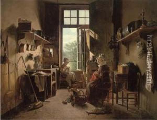 Interior Of A Kitchen Oil Painting - Martin Drolling Oberbergheim