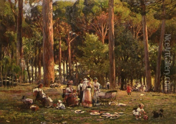 Ein Nachmittag Im Park Oil Painting - Franz Theodor Aerni