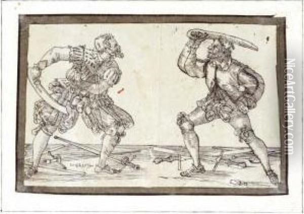 Two Swordsmen Fighting Oil Painting - Hans Chris. Stimmer