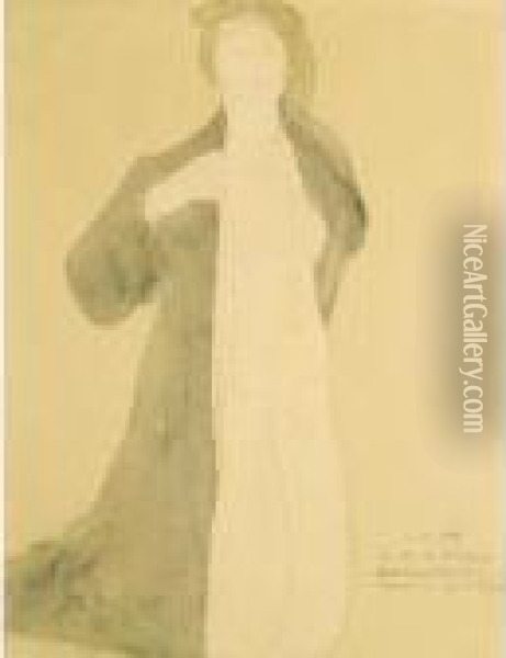 Femme A Genoux, Nue Sous Un Manteau Oil Painting - Auguste Rodin