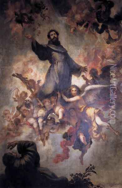 Stigmatisation of St Francis 1657 Oil Painting - Francisco de, the Younger Herrera