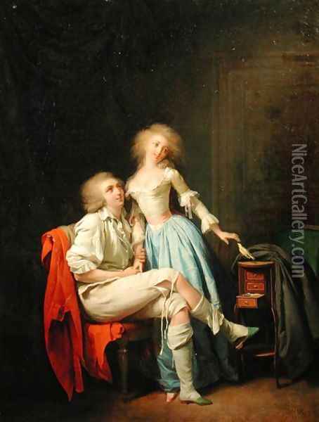 Couple with an Escaped Bird Oil Painting - Louis Leopold Boilly