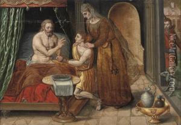 The Blessing Of Benjamin Oil Painting - Frans I Vriendt (Frans Floris)