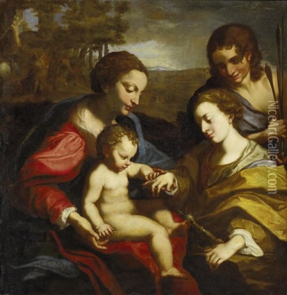 Die Mystische Vermahlung Der Heiligen Katharina Oil Painting -  Correggio