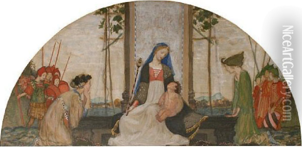 Queen Titania And The Indian Child Oil Painting - Robert Anning Bell