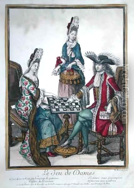 Le Jeu de Dames (Game of Draughts) Oil Painting - Nicolas Arnoult