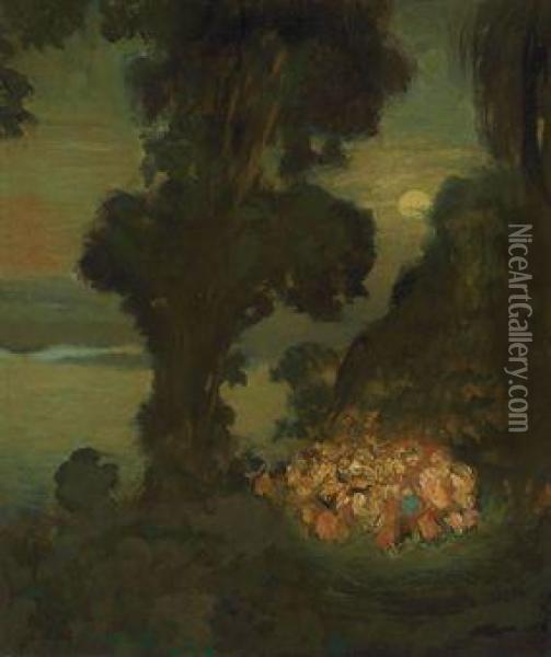 The Hosts Of Faery Oil Painting - Arthur Bowen Davies