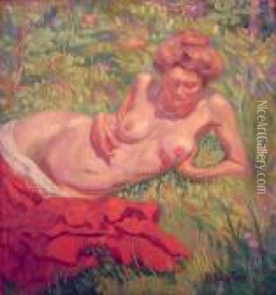 Dans L'herbe Oil Painting - Raphael-Leon Leguilloux