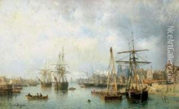 Le Port De Rouen Oil Painting - Tony Francis De Bergue