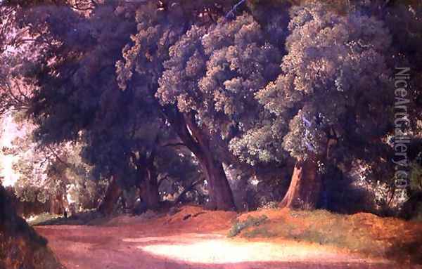 Oak Trees in Holstein Oil Painting - Louis Gurlitt