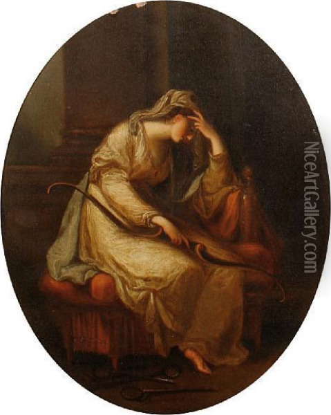 Penelope Weeping At The Tomb Of Odysseus Oil Painting - Angelica Kauffmann