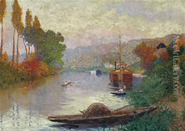 A Summer Afternoon On The River Oil Painting - Maurice Chabas