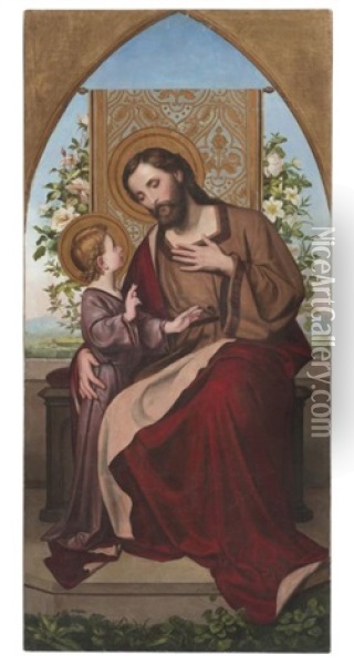 San Jose Y Jesus Nino Oil Painting - Padre Gonzalo Carrasco