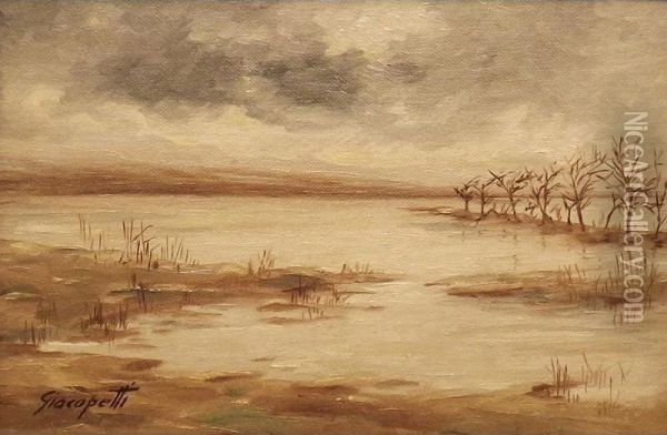 La Foce Oil Painting - Giovanni Giacometti