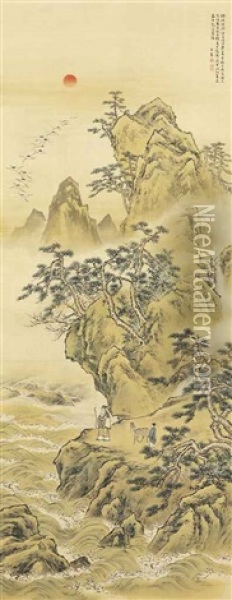 Horai San (mount Horai) Oil Painting - Suzuki Hyakunen
