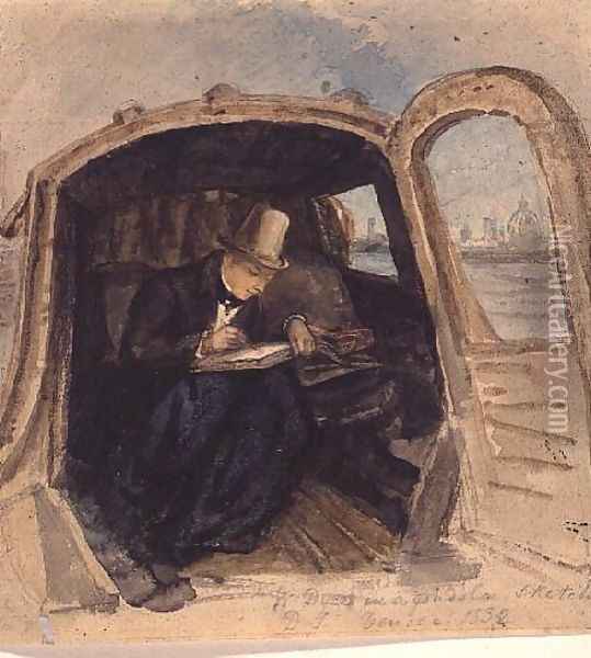 William Dyce 1806-64 in a Gondola Sketching in Venice, 1832 Oil Painting - David Scott