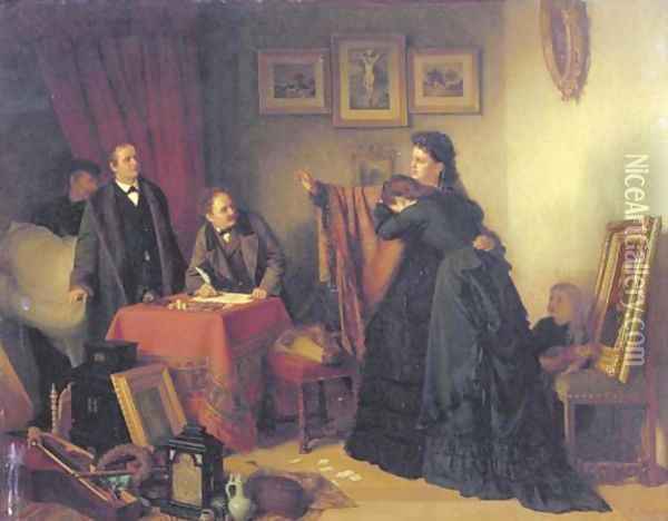 The notary's visit Oil Painting - Ludwig Neustatter
