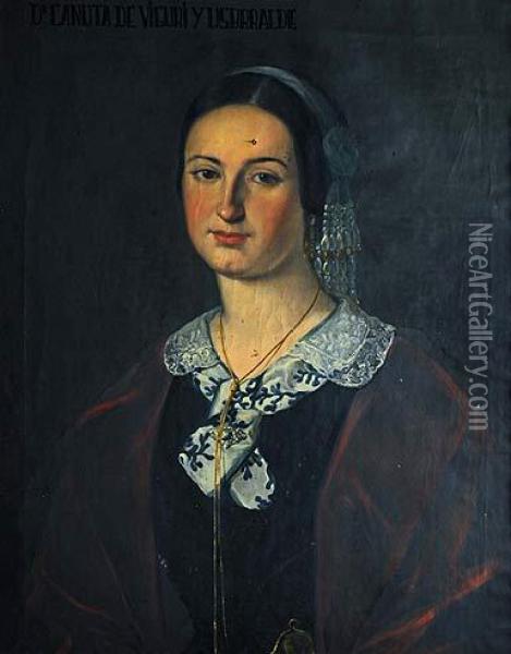 Retrato De Dona Canuta De Viguri Y Usarralde Oil Painting - Antonio Gomez Y Cros