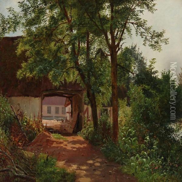 Summer Day At A Farm House Oil Painting - Wilhelm Zillen