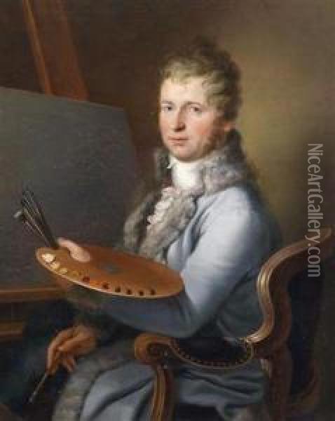 Portrait Of Franz Stober 
Signed And Dated Jos.salomon Oil Painting - Joseph Salomon