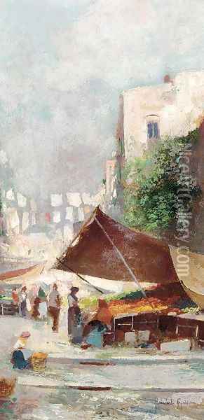 Market day, Naples Oil Painting - Oscar Ricciardi