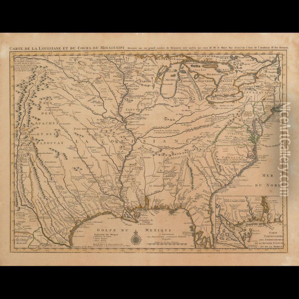 Carte De La Louisiane Et Du Course Du Mississipi. Dressee Sur Ungrand Nombre De Memoires Entr