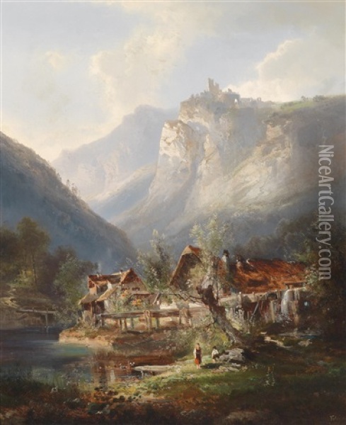 Motiv Aus Sudtirol (?) Oil Painting - Ferdinand Feldhuetter