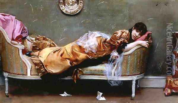 Reclining Woman Oil Painting - Julius LeBlanc Stewart