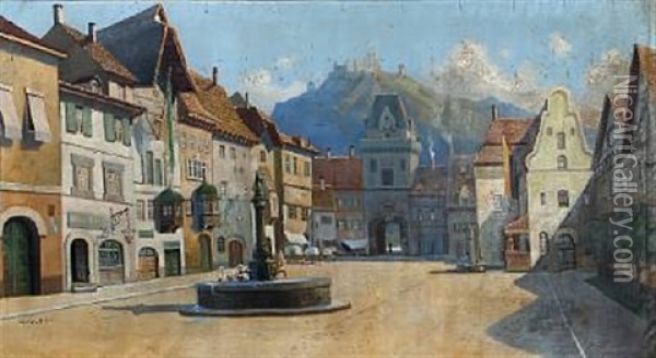 View From A Southern European City Oil Painting - Fritz Staehr-Olsen