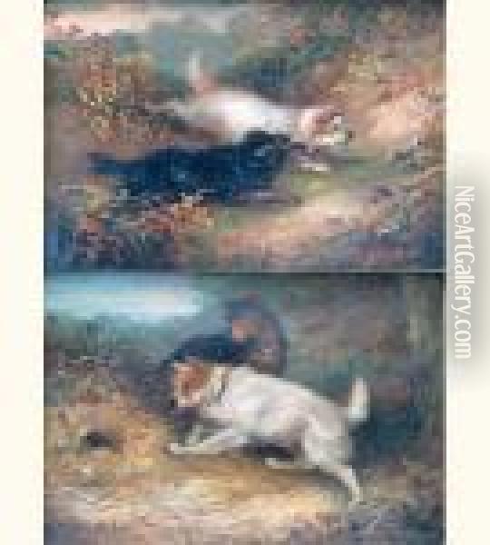Poursuite Du Lievre Et Devant Le Terrier Oil Painting - George Armfield