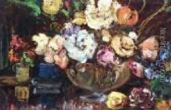 Mixed Flowers In A Vase Oil Painting - James Kay