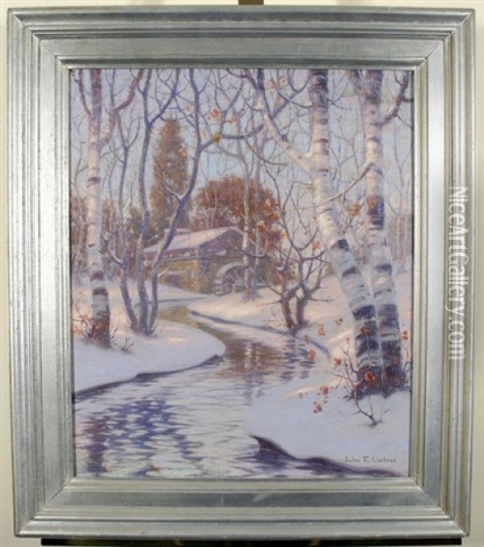 Winter Mood Scene Oil Painting - John Fabian Carlson