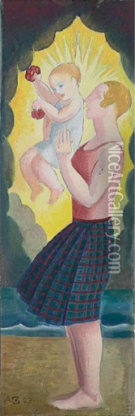 Maternite Francaise Avec Enfant Oil Painting - Angel Zarraga Arguelles