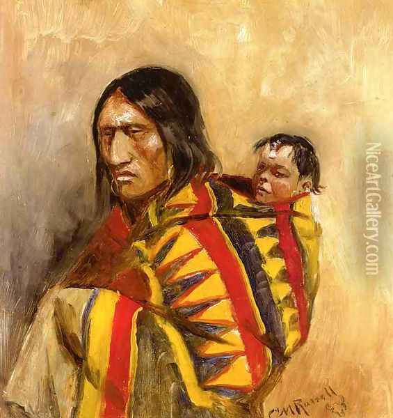 Stone-in-Moccasin Woman Oil Painting - Charles Marion Russell