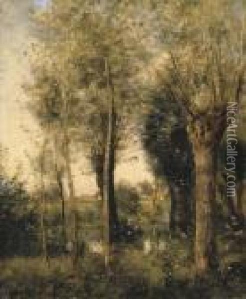 Saulaie A Saint Nicolas Pres Arras Oil Painting - Jean-Baptiste-Camille Corot