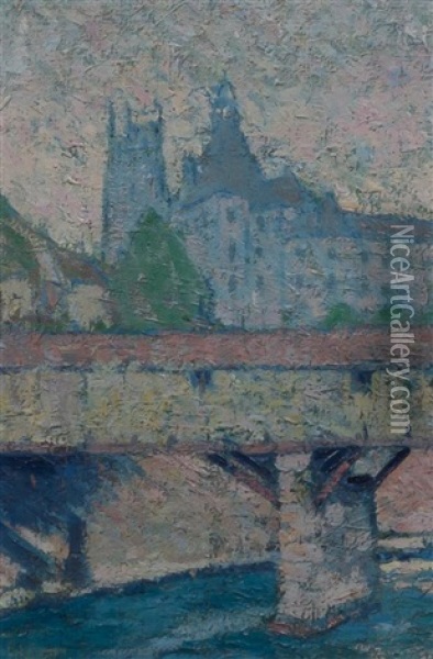 Covered Bridge Oil Painting - Ernest Lawson