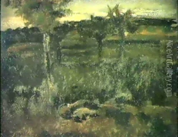 Landschaft In Barbizon Oil Painting - Max Liebermann