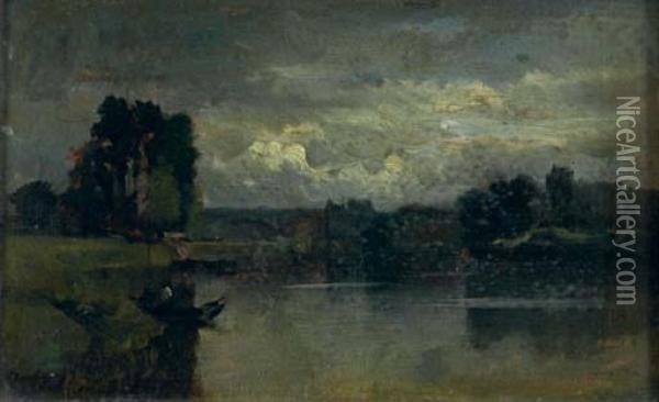 Boating On The Lake Oil Painting - Charles-Francois Daubigny