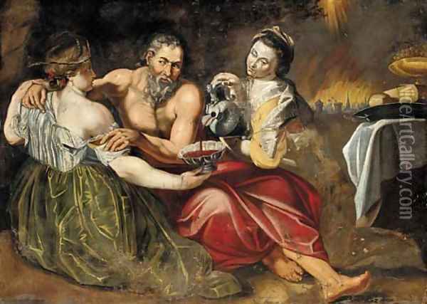 Lot and his Daughters Oil Painting - Sir Peter Paul Rubens