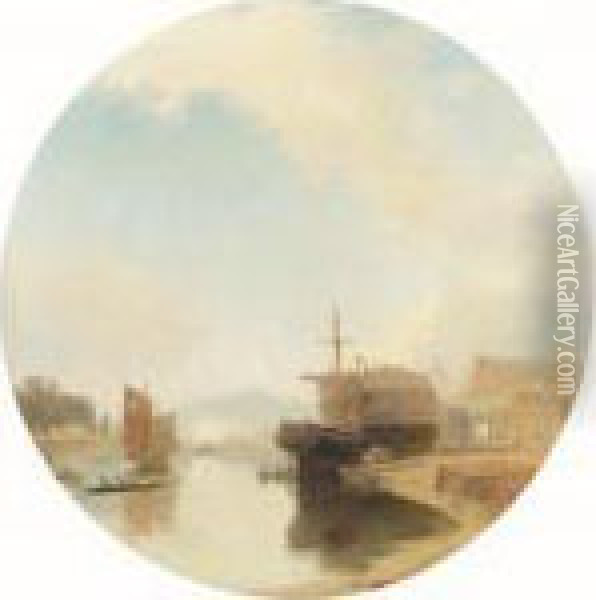 The Floating Harbour At Bristol With Ashton Hill And The Crescents Oil Painting - James Baker Pyne