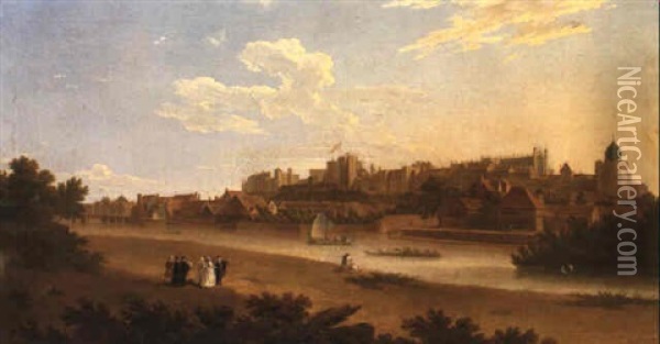 View Of Windsor Castle Oil Painting - George Lambert