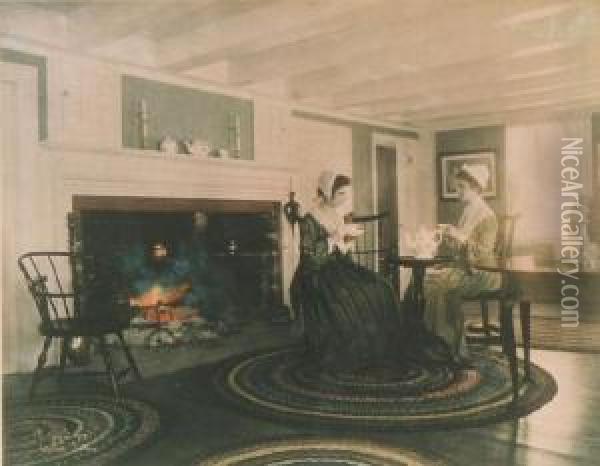Scenes Of Colonial Interiors Oil Painting - Wallace Nutting