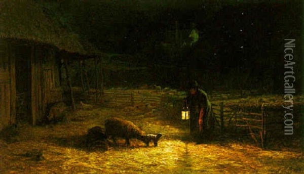 A Shepherd's Care Oil Painting - Henry Macbeth-Raeburn