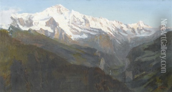 Lauterbrunnental Mit Jungfrau-massiv Oil Painting - Alfred Henri Berthoud
