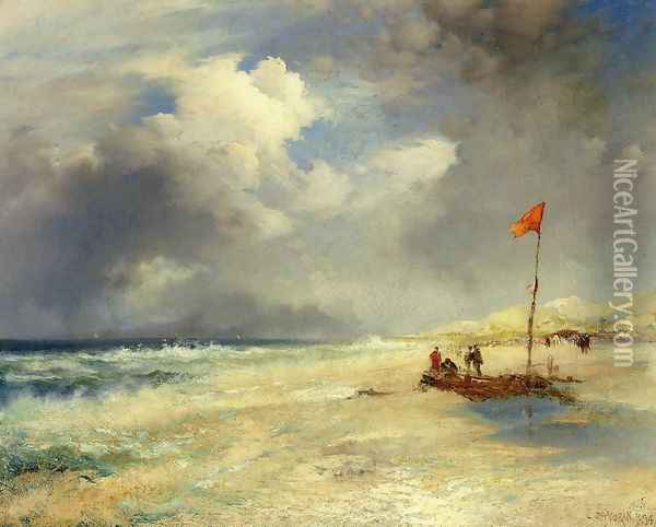 East Hampton Beach I Oil Painting - Thomas Moran